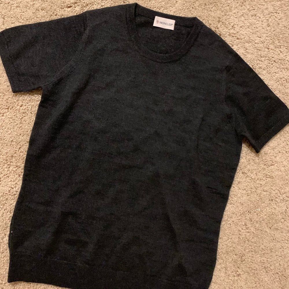 Dark grey moncler short sleeve sweater